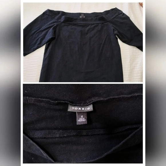 COPY - Torrid Size 4 Off the Shoulder 3/4 Sleeves Black Top - Picture 1 of 5